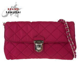 Prada Tessuto Impuntu Pink Nylon Chain Shoulder Bag